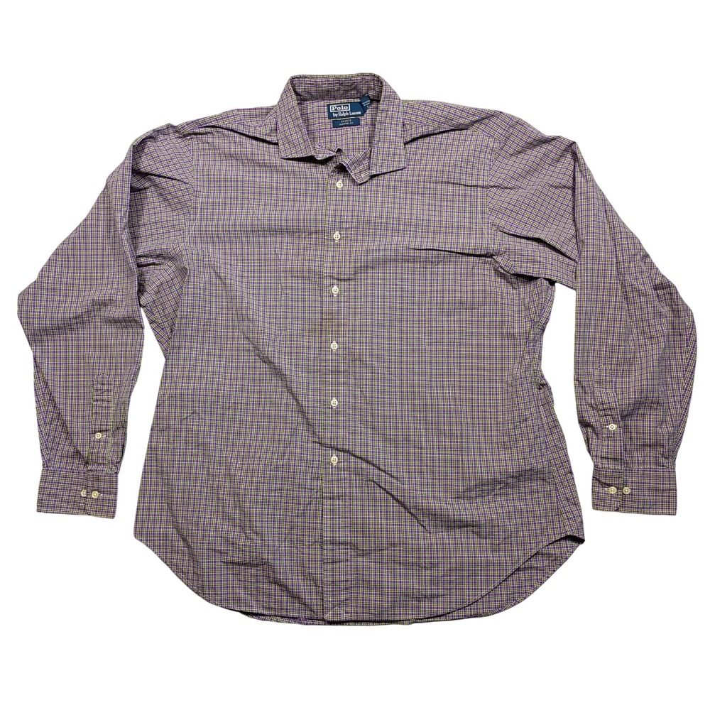 Polo Ralph Lauren Button-Down Mens XL Estate Classic Fit Purple Plaid Check 1073